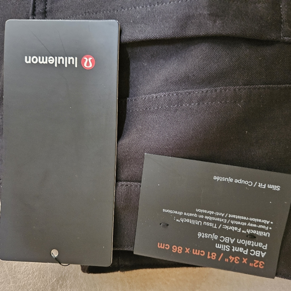 LuuLemon Men's pants Black, brand new with tags ABC SKIM 32 × 34